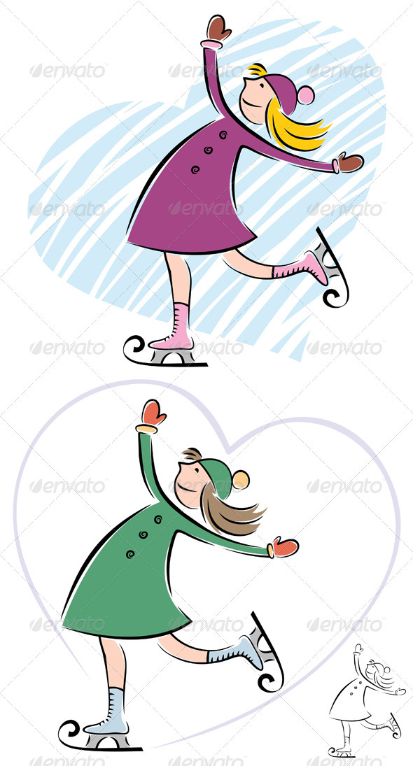Ice-Skating Girl - Characters Vectors