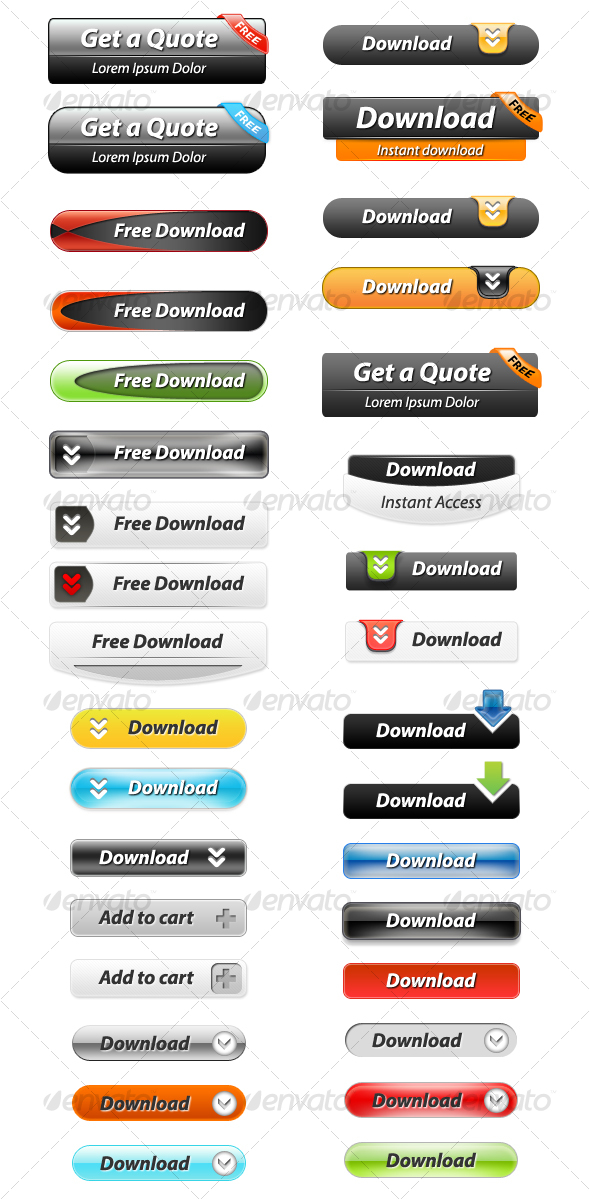33 Layered Web Buttons - Buttons Web Elements