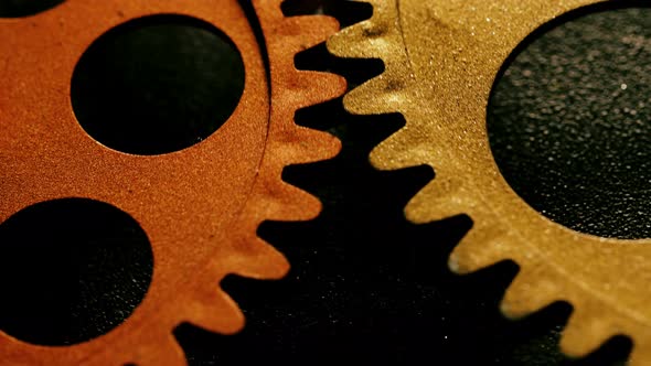 clock wheels turning,touching each other - macro alt