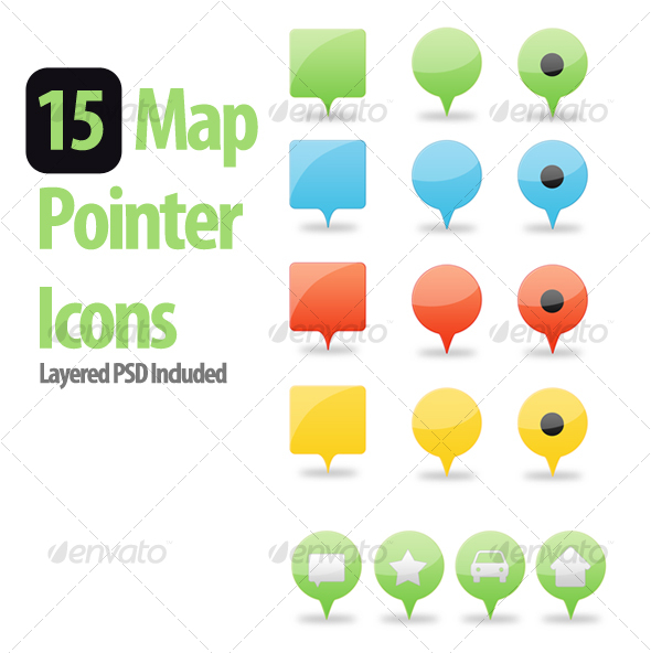 Web 2.0 Map Pointers - Web Icons