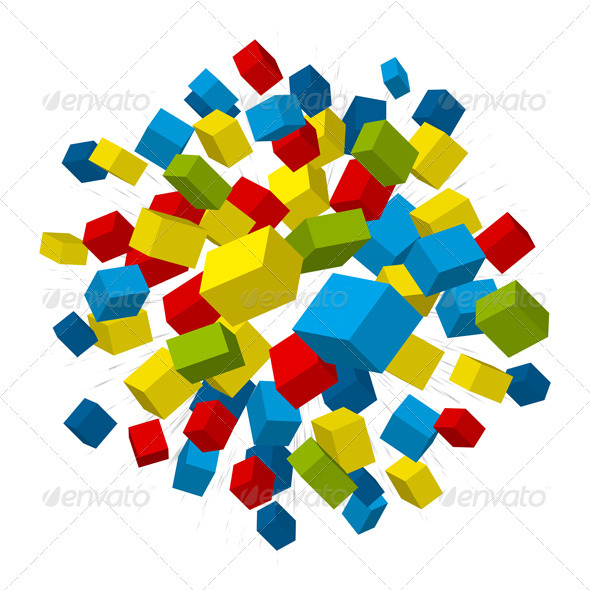 Boxes Explosion - Abstract Conceptual