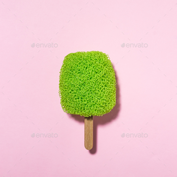Wash scrubber on a stick looks like ice cream - Stock Photo - Images