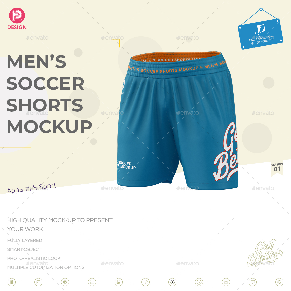 Men's Soccer Shorts Mockup V1, Graphics | GraphicRiver