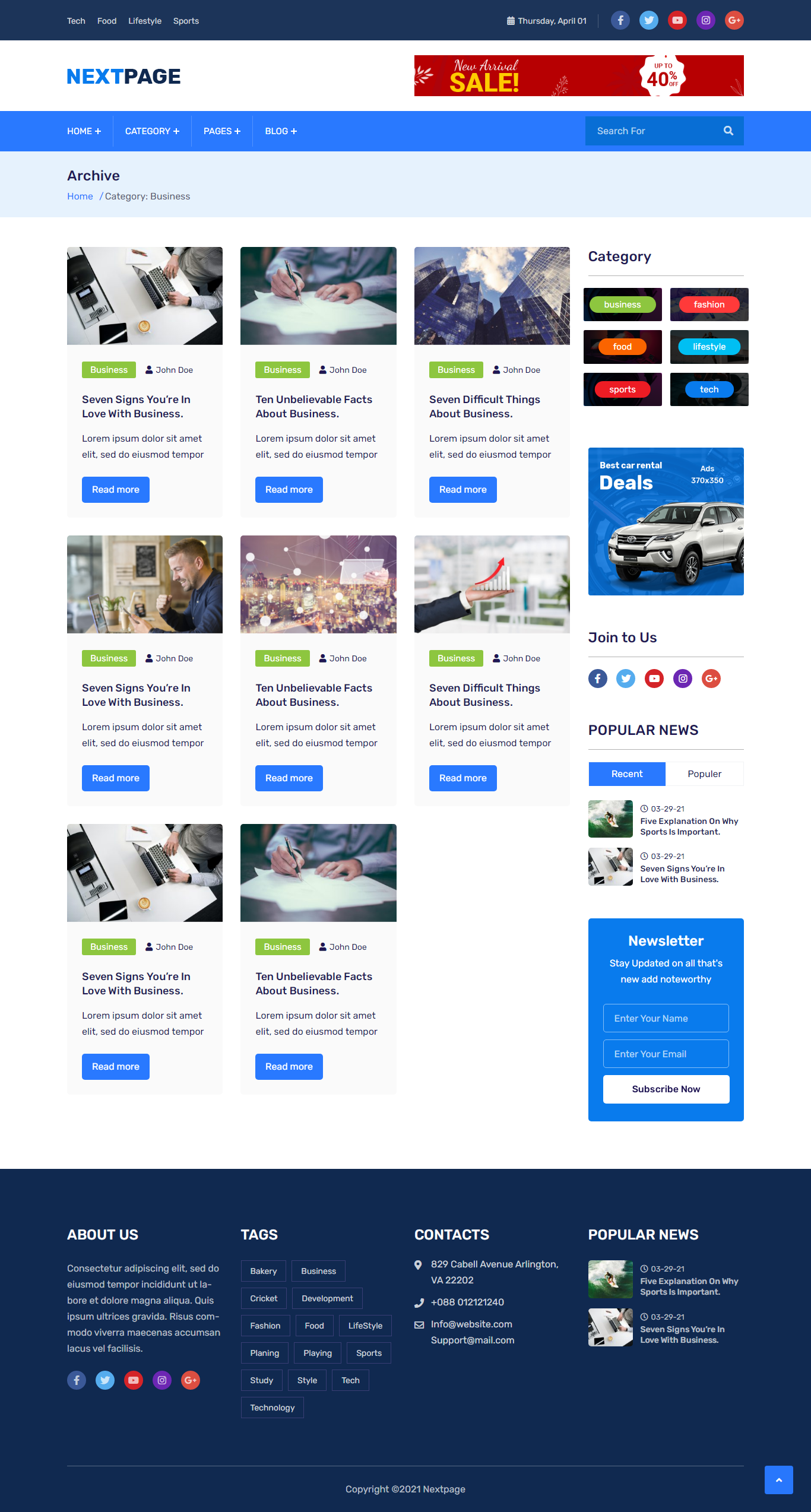 Nextpage - Newspaper, Magazine , Food HTML Template by SolverWp ...