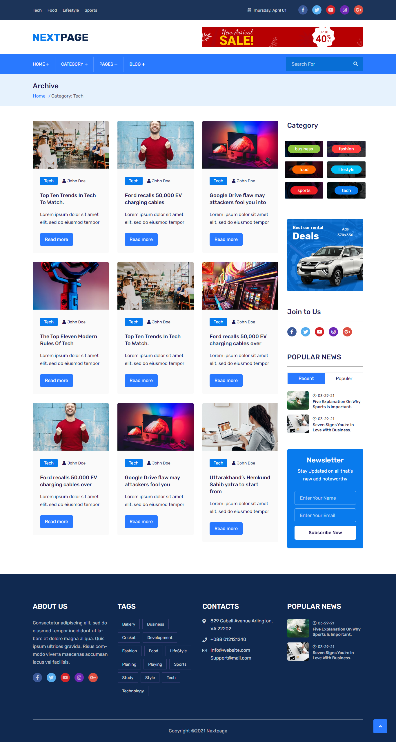 Nextpage - Newspaper, Magazine , Food HTML Template by SolverWp ...