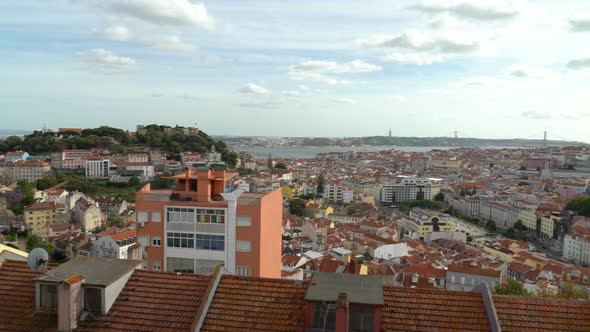 Whole Lisbon Panorama on a Very Sunny Bright Beautiful Spring Day alt