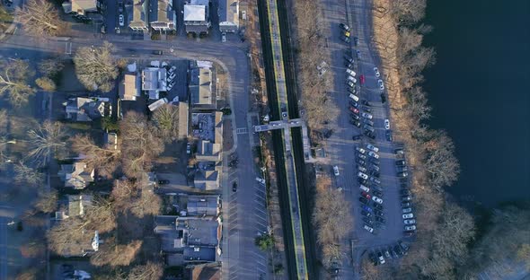 Top Down View Zooming Out From Katonah Village and Train Station alt