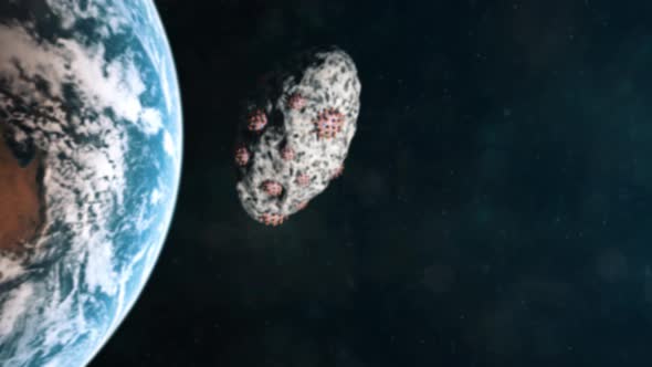 Cornavirus Virons Approaching Earth From Outer Space Embedded in an Asteroid