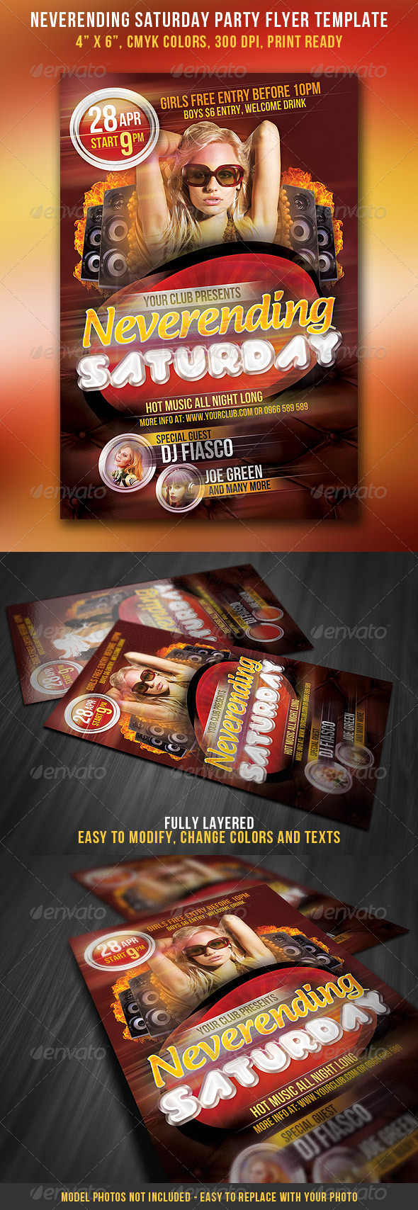 Neverending Saturday Party Flyer - Clubs & Parties Events