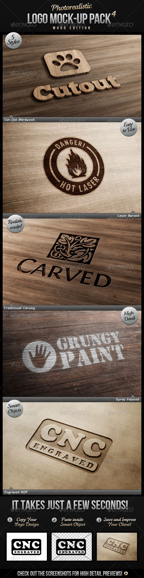 Download Photorealistic Logo Mock Up Pack 4 Wood Edition By Nexion Graphicriver