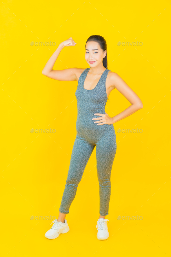Portrait beautiful young asian woman with sportswear - Stock Photo - Images