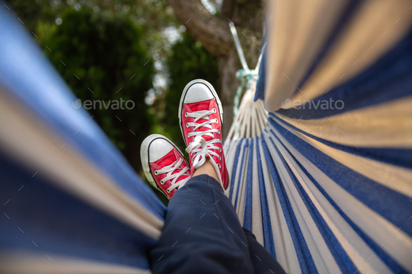 Chilling in the hammock - Stock Photo - Images