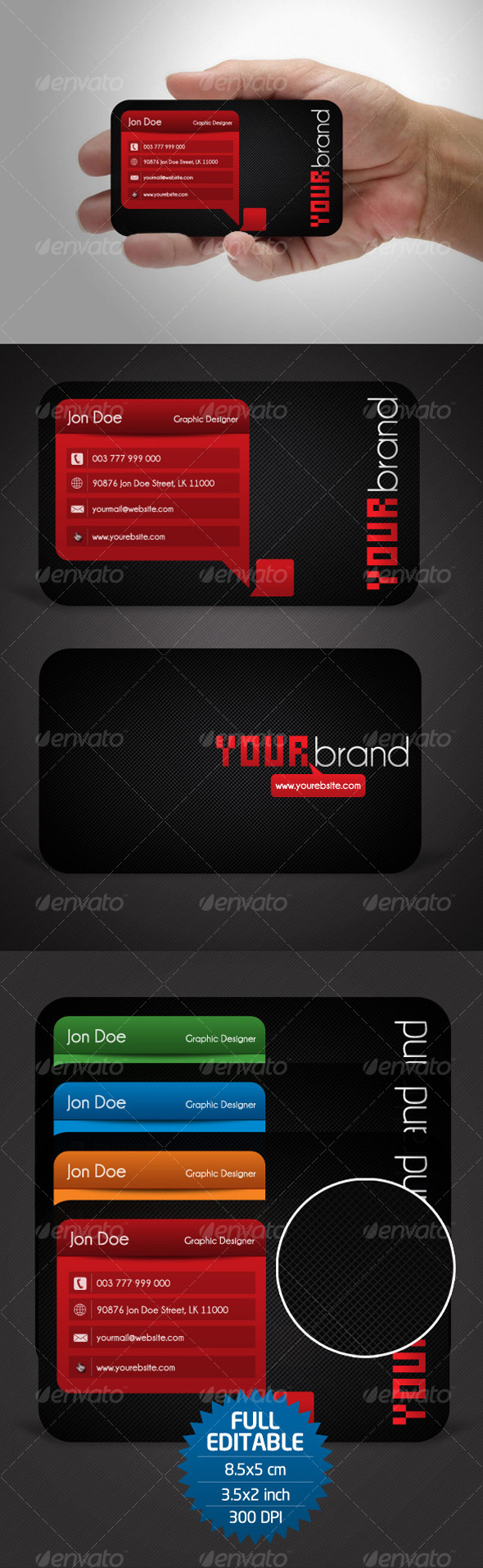 4 Variation Business Card - Corporate Business Cards