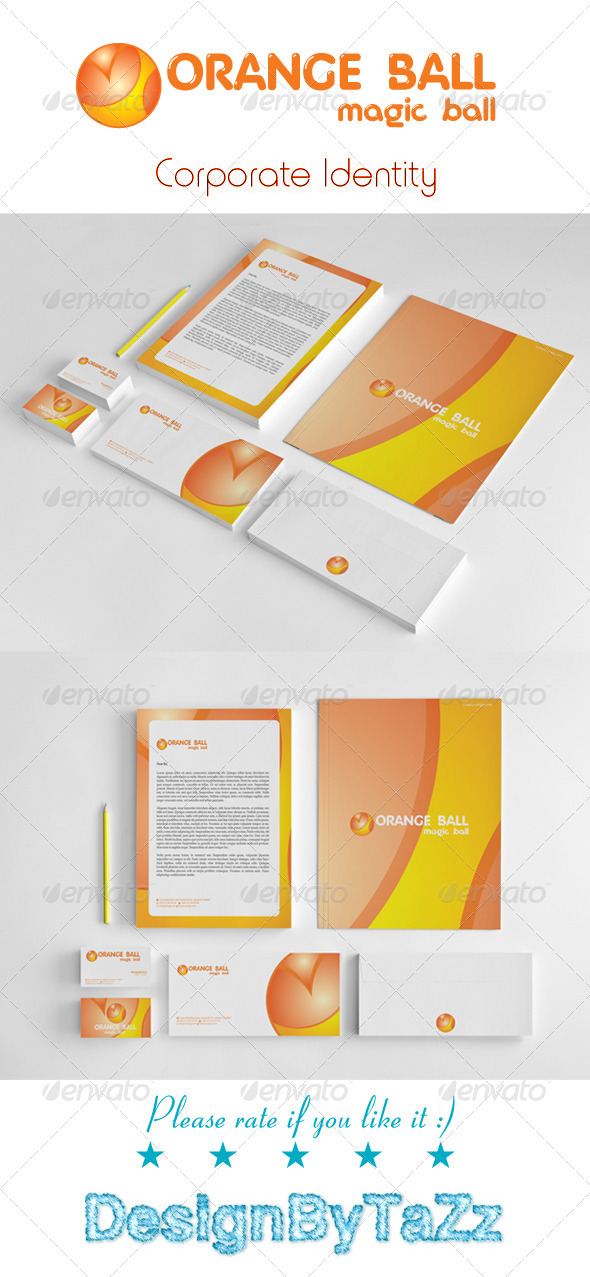 Orange Ball Corporate Identity Package - Stationery Print Templates