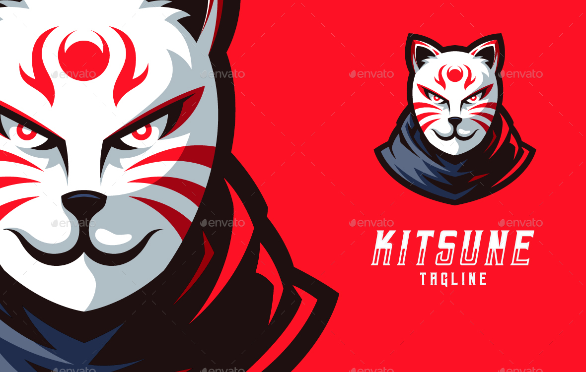 Kitsune Mask Mascot Esport Logo by Bluustudio | GraphicRiver