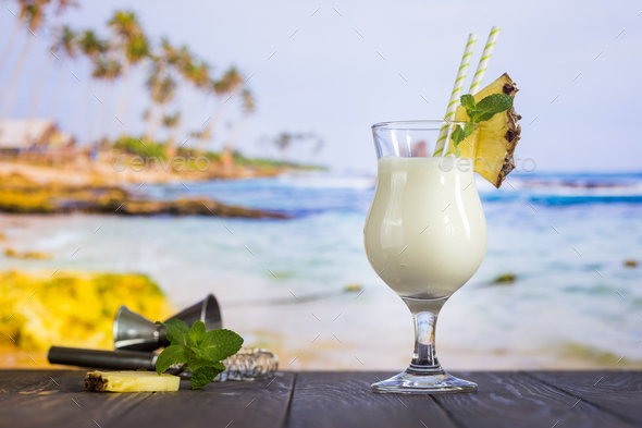 Cold pina colada cocktail Stock Photo by ipolly80 | PhotoDune