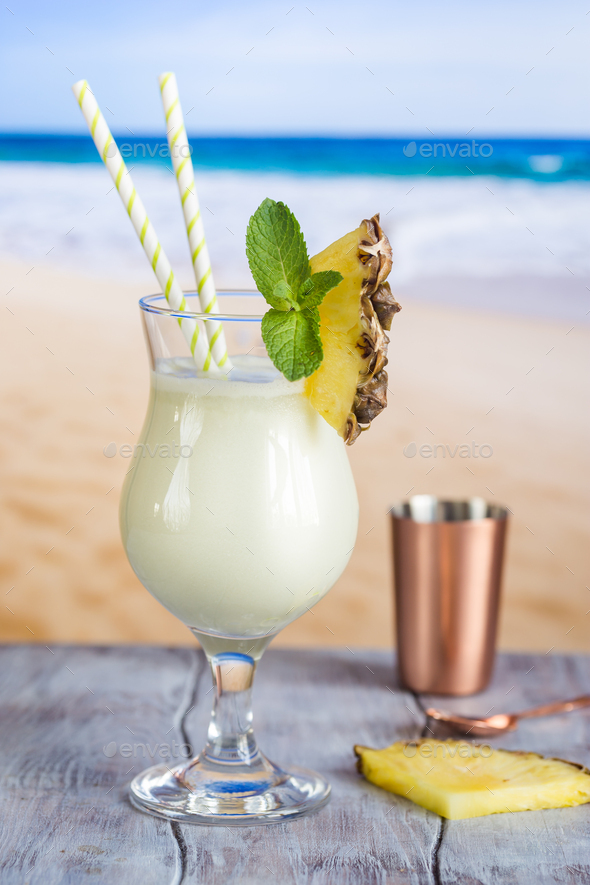 Cold pina colada cocktail Stock Photo by ipolly80 | PhotoDune