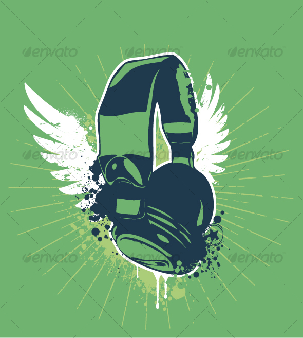 Grunge headphones - Decorative Symbols Decorative