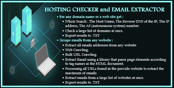 Two In One : Whois & DNS Lookup - Domain/IP & Hosting Checker & Email Extractor