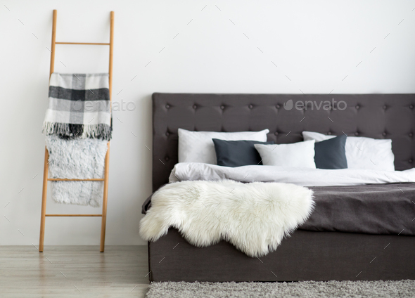 Modern home decor, bright and cozy home, ad of apartment, rent or sale house in scandinavian style - Stock Photo - Images