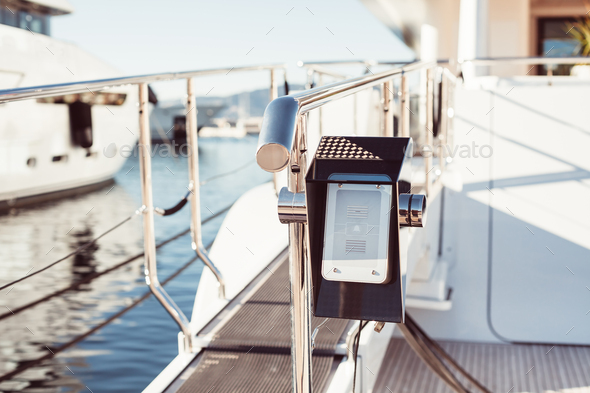 Intercom system on modern yacht entry