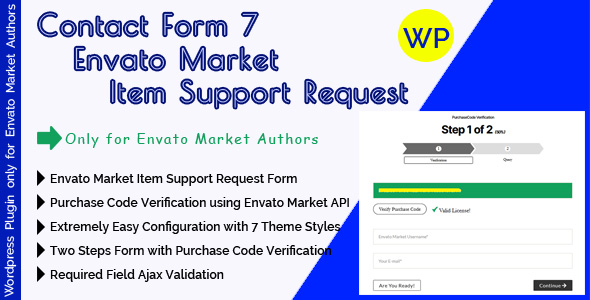 CF7 Envato Market Item Support Request – Contact Form 7 Support Form With Purchase Code Verification