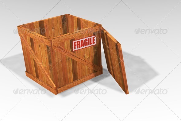 Open wooden crate