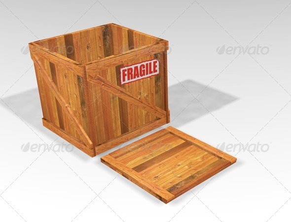 Open wooden crate
