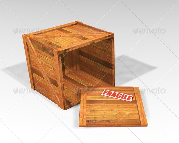 Open wooden crate