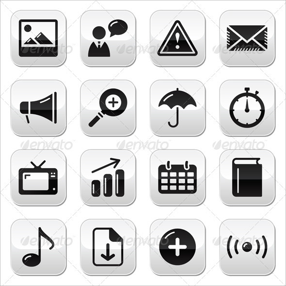 Website internet glossy sqaure buttons set - Web Elements Vectors