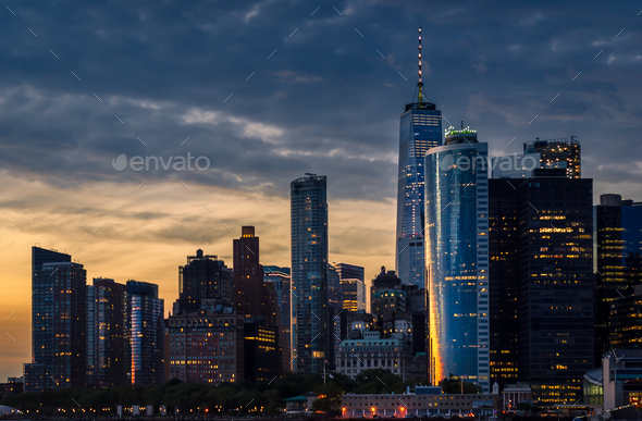 Lower Manhattan Skyscrapers - Stock Photo - Images