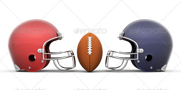 Football and helmets - Objects 3D Renders