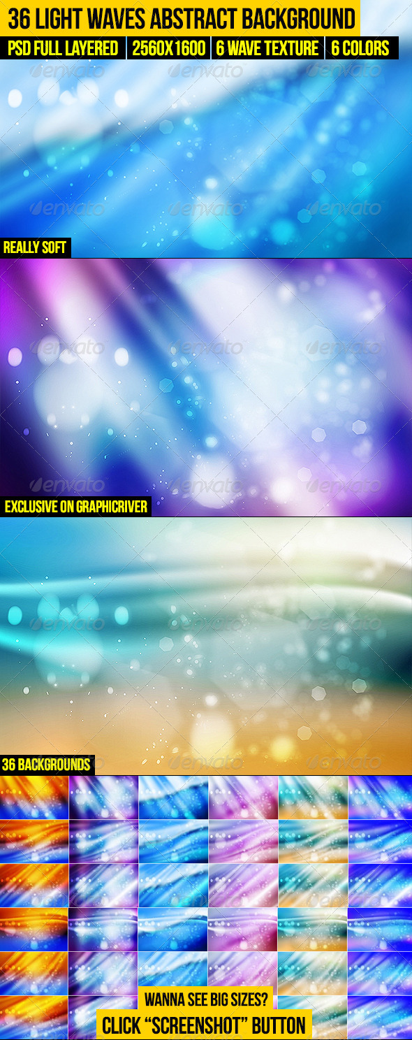 36 Light Waves Abstract Background - Abstract Backgrounds