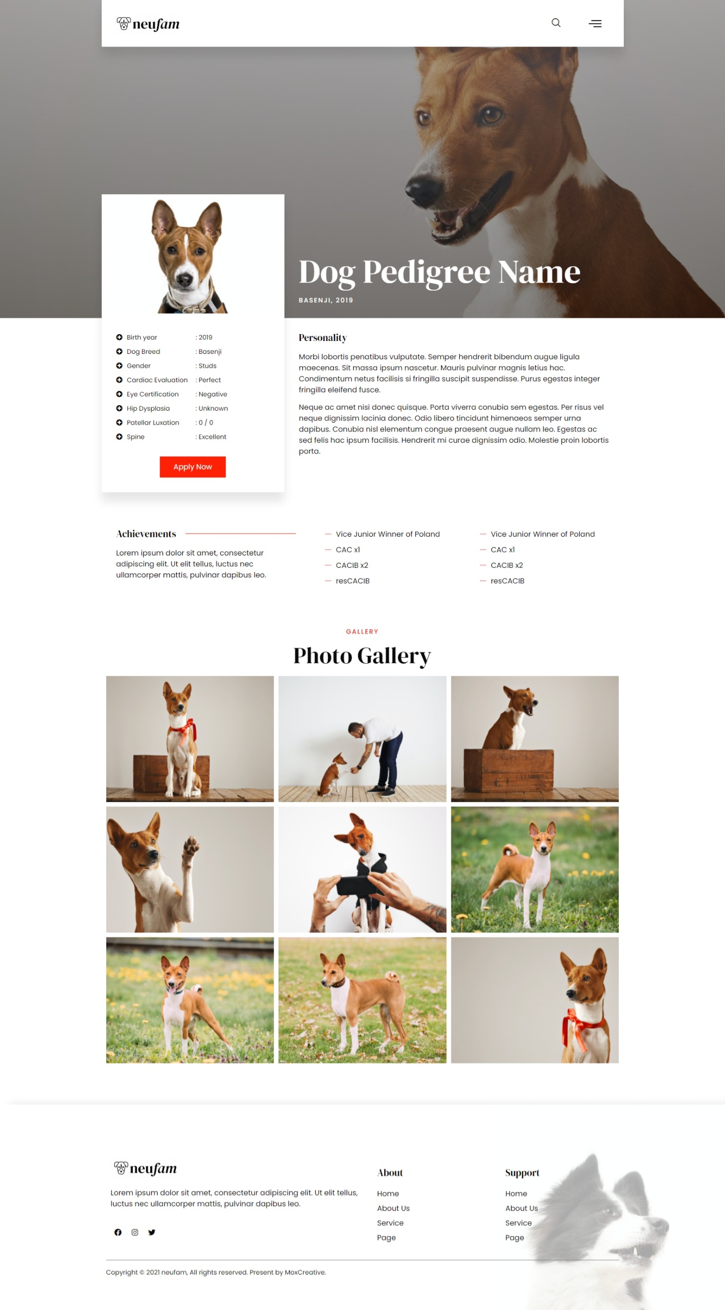 NeuFam Dog Breeder Kennel Club Elementor Template Kit by