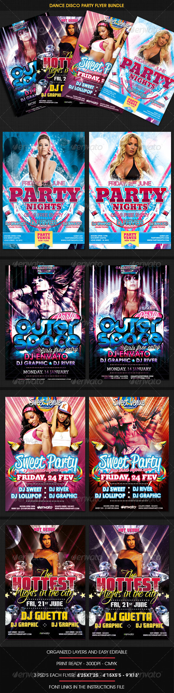 Dance Disco Party Flyer Bundle - Clubs & Parties Events