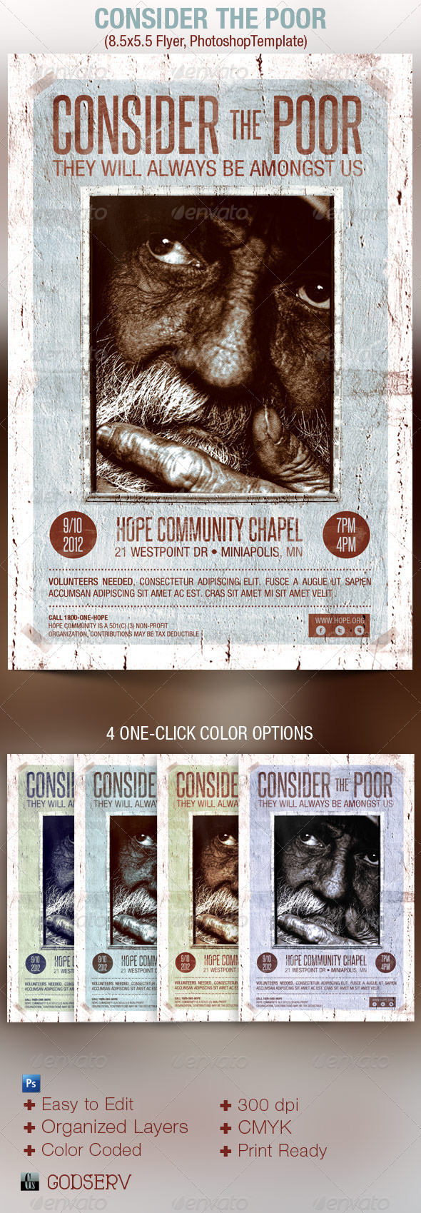 Consider Poor Charity Flyer Template - Church Flyers