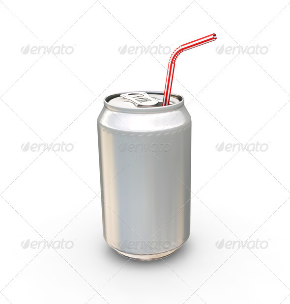 Drinks can and straw