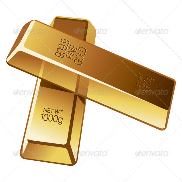 Gold Bars on White Background - Man-made Objects Objects