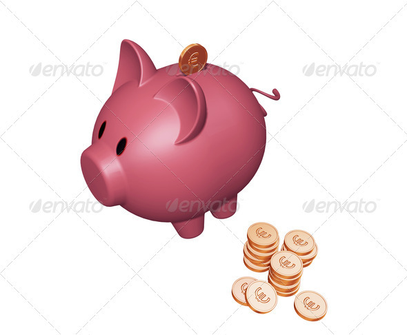 Piggy bank with Euros