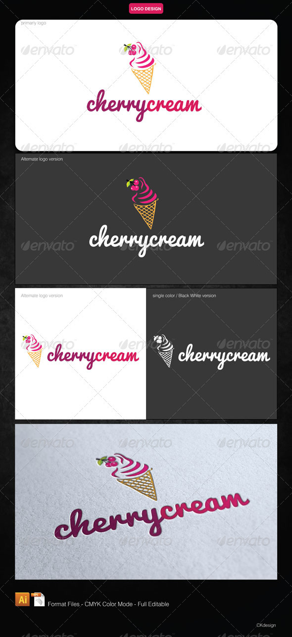 Cherry Ice Cream Logo - Letters Logo Templates