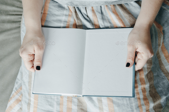 Empty Book on white background, Isolated Open Diary or Notebook