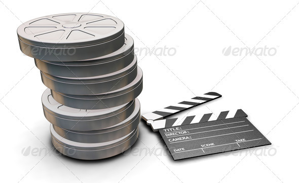 Film reels and clapper board