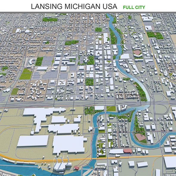 Lansing Michigan city - 3Docean 31886011