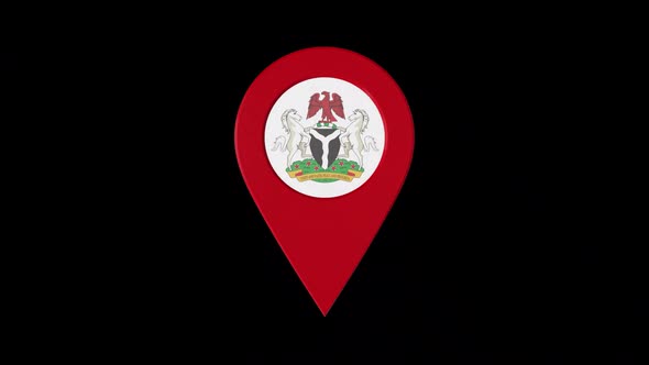 3D Rotating Pin Icon Animation With Nigeria Coat Of Arms  Alpha Channel  2K alt