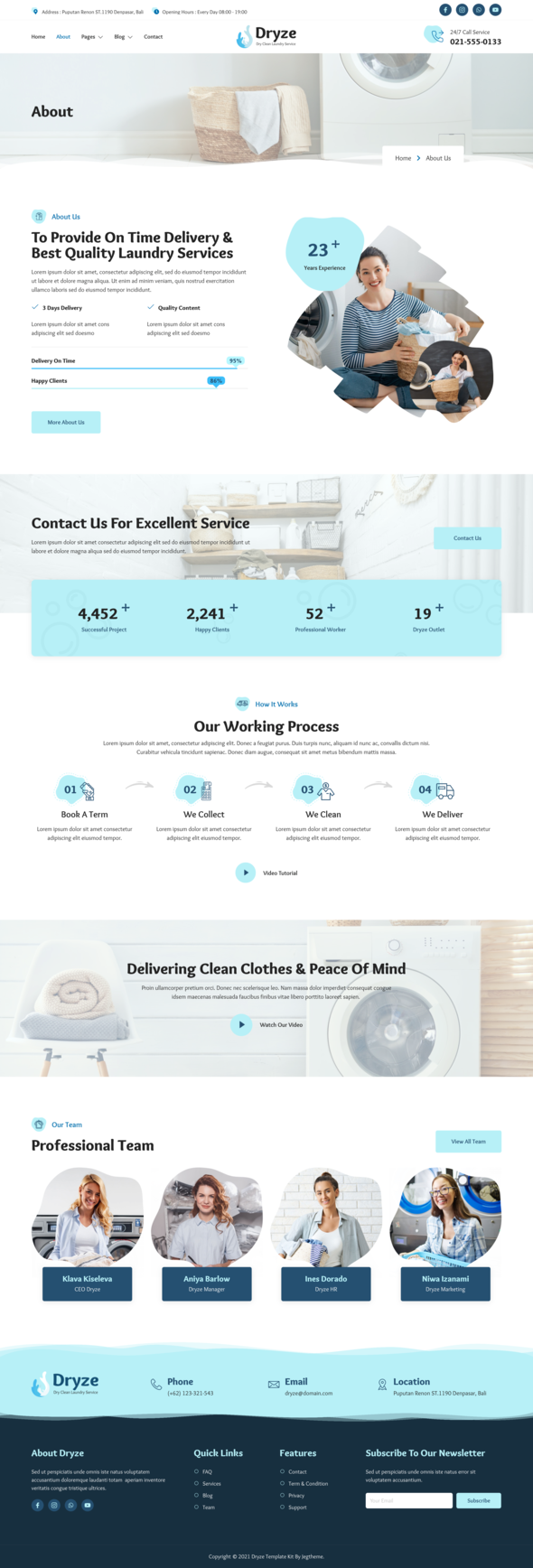 Dryze ? Dry Cleaning & Laundry Service Elementor Template Kit