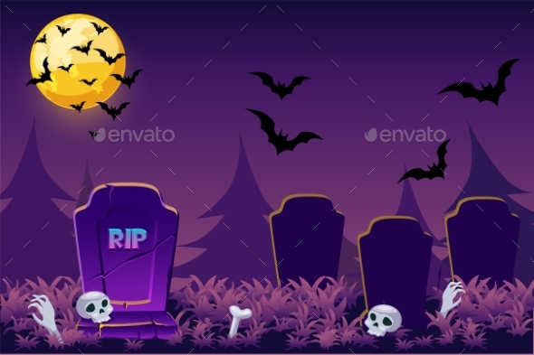 Halloween vampire in the night cemetery Stock Vector by ©stekloduv 85212316