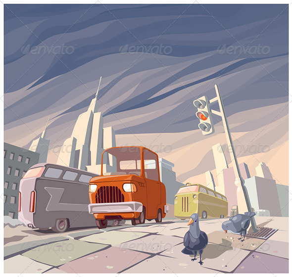Orange Cartoon Retro Car - Retro Technology
