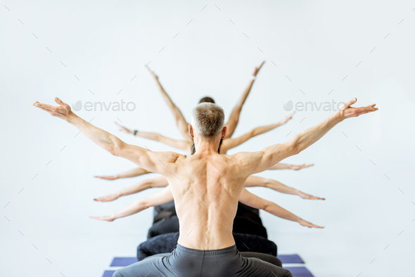 Image Yoga posing Sport female Gymnastics White background
