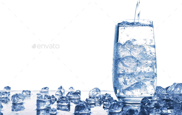 Glass Of Real Ice Isolated On White Background Stock Photo