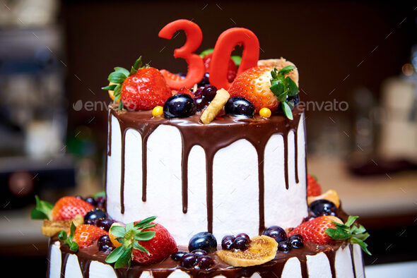 Birthday chocolate cake - Stock Photo - Images